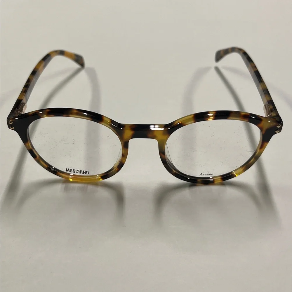 Moschino NWOT Preppy Collegiate 48-20-145 Round Brown Tortoise Eyeglass Frames
